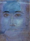 Portrait in Blue Abstraction lithograph J. Beverdam Artist