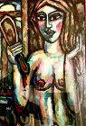 German Expressionist Oil on Canvas Nude