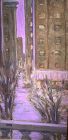 Glenn PIZER American Modernist “Cityscape In Snow” Oil 24x14