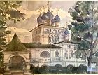 Russian Orthodox Church Watercolor by unknown artist