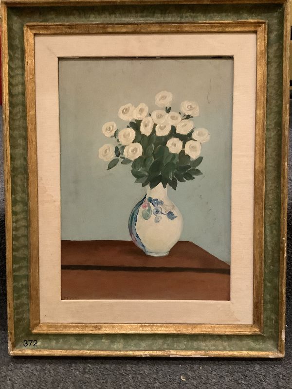 Italian Artist Mirani “Still Life White Roses” Niece of S. Ottoviani