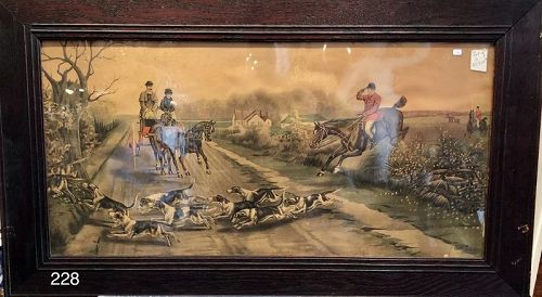 Sepia Prints set of three FoxHunt  Artist F. Cecil Boult circa 1889