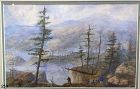 Hudson River School Rare Watercolor “Wooded Scene”