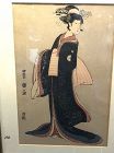 Japanese Woodblock “Geisha”14”x9”