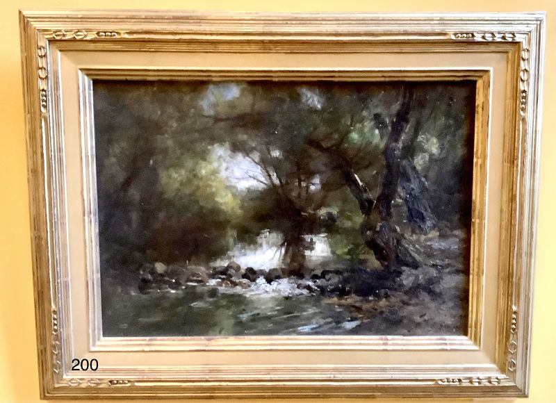 New England Wooded Scene by Artist Charles Gruppe Tonalist Painter