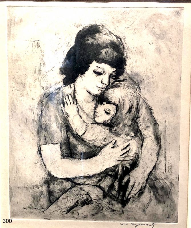 Mother and Child Etching by Picasso Follower Artist  William Nugent