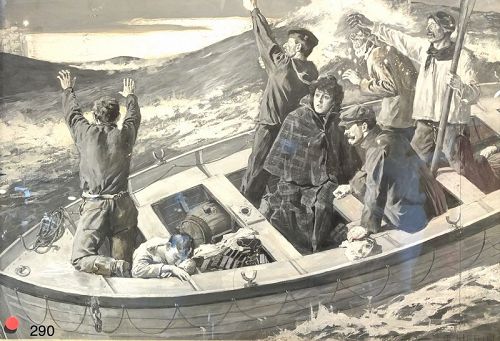 “Rescue At Sea” Oil Painting by Artist E. Hefling English