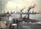 German Artist Richard GESSMAN “Harbor of Hamburg”Oil