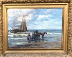 Dutch Seascape signed FRILING Large 19th century oil