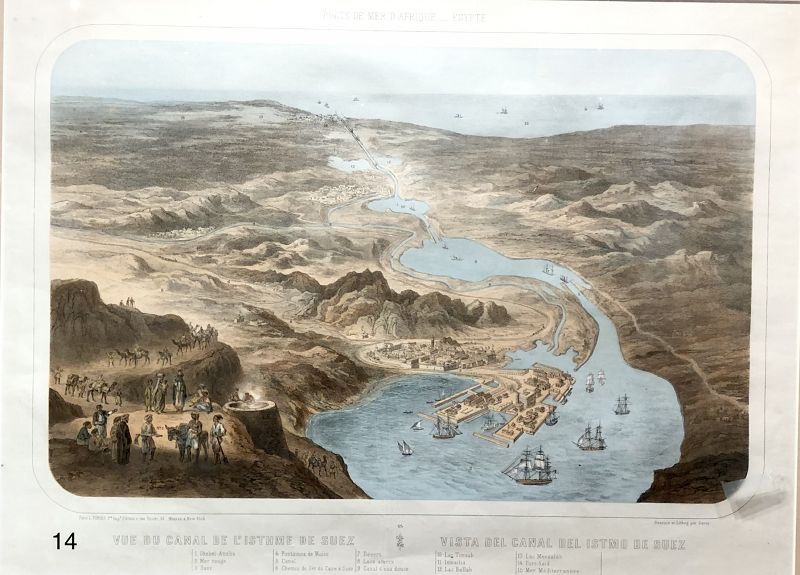 Map of Isthmus of Suez, Illustrated 1860