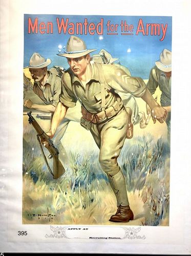 Rare WWI LITHOGRAPH “Men Wanted For Army” 26 x 59“