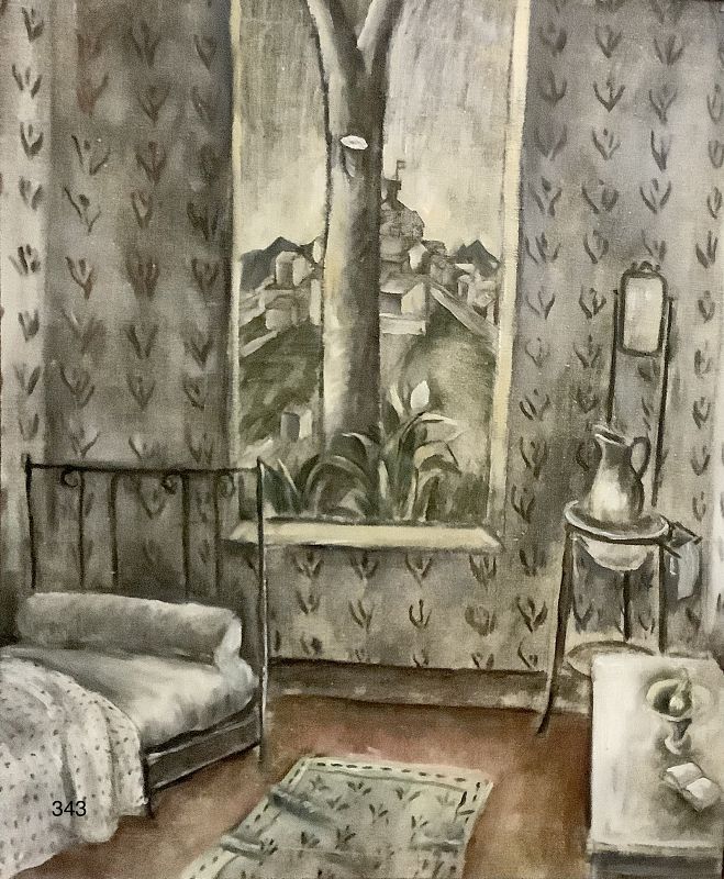 Artist Harold Blanch 1896-1968 Interior Scene Oil 20 x 16” C.