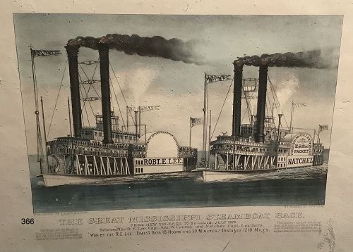 The Great Mississippi Steamboat Race by Currier and Ives