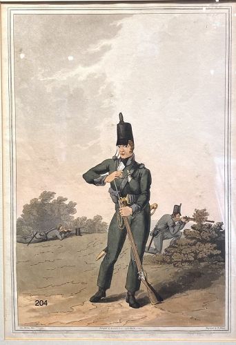 North York Militia 1814 ham colored aquatint 13 x 9“
