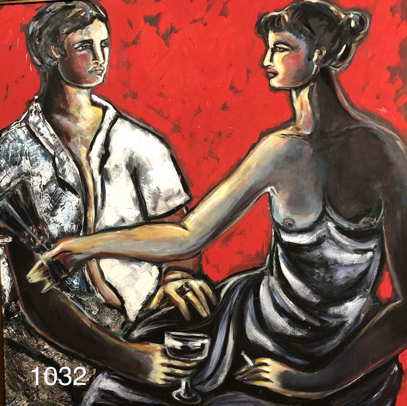 Romantic Couple by Contemporary Artist Anne Lane, Oil 48x48”