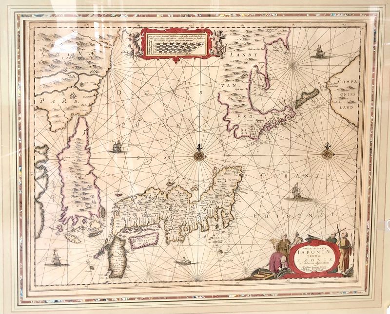 17th Century Map of Asia In Full Color 20x22 inches