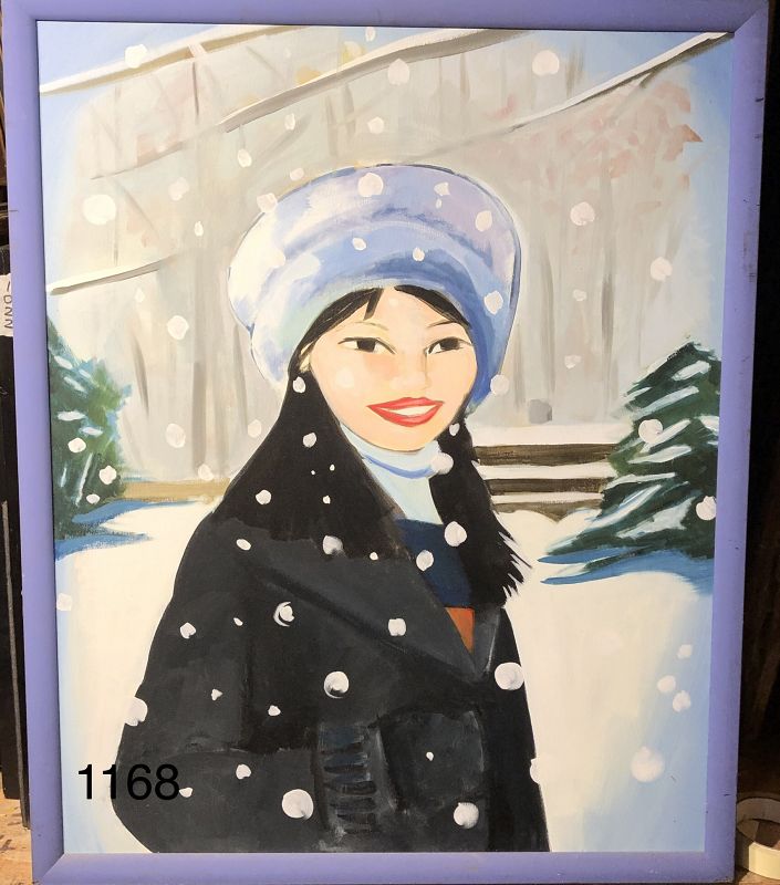 Paco Lane Portrait of Woman in Winter Oil 30x24”