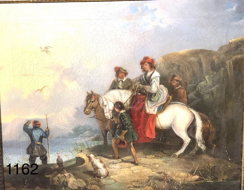 unsigned 19th century Men on Horseback o/c 24x30”