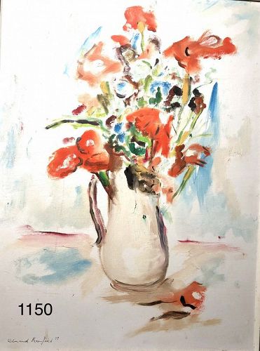 Edward ROSENFELD White Vase with Flowers Oil 24x18”
