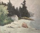 unsigned New England Shorescape Pastel late 1800s 11x13”