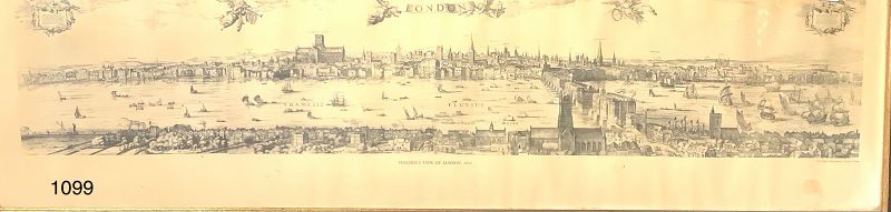 Visser’s View Of London, 1616 map lithograph illustrated 10x37”