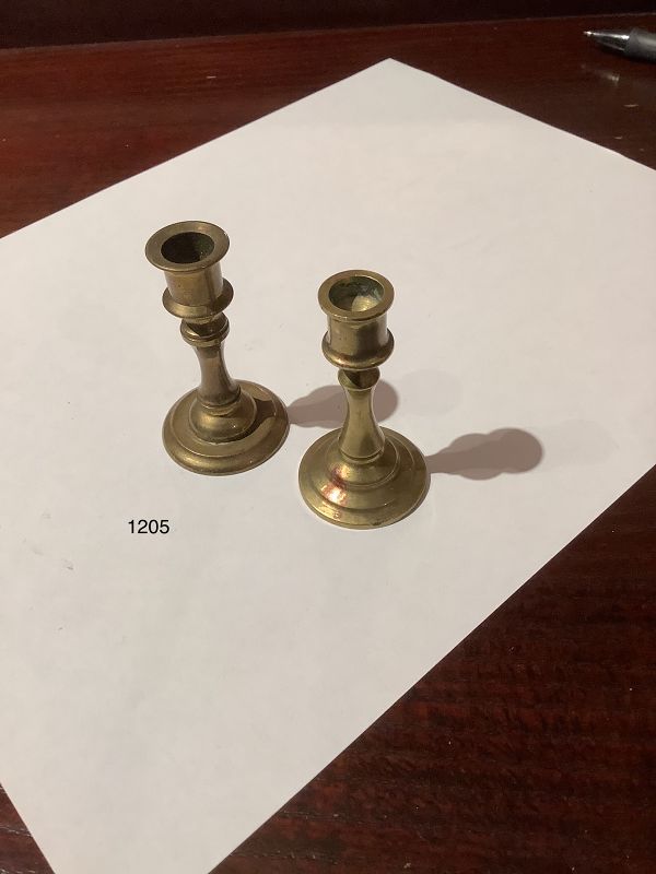 Pair of miniature bronze candlesticks English 1780s