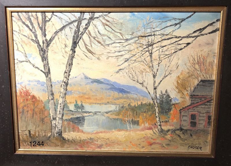 New York Artist S.Packer “Lake George” 1920s Oil  27x34”