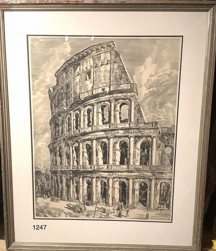 Italian Etching of the Colosseum 36 x 22”