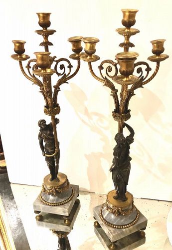 Pair of candelabras Louis XVI Style 23.5 x 8.5”