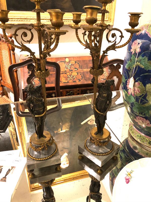 Pair of candelabras Louis XVI Style 23.5 x 8.5”