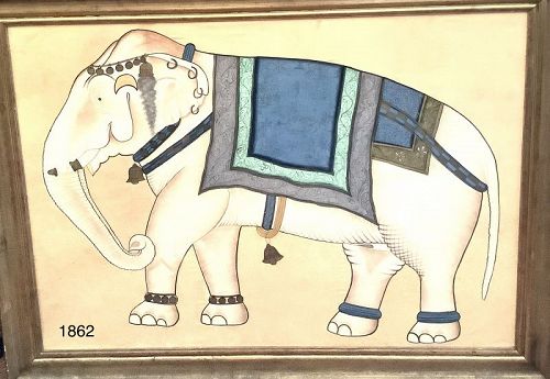 Painting on silk Painting Indian Elephant 1940s