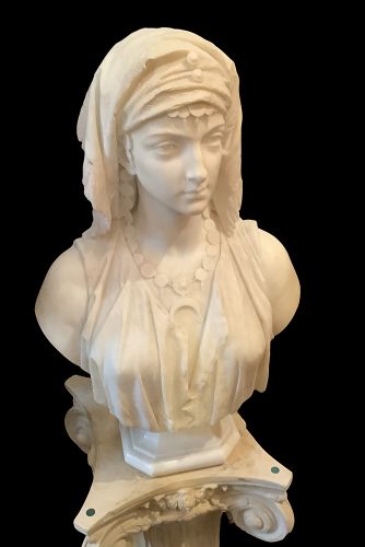 Italian White Marble Sculpture Woman from Milano c.1880 C.