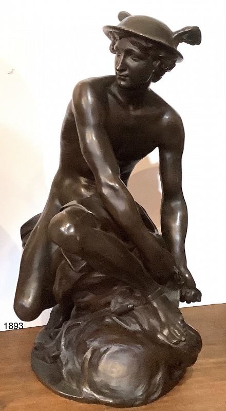 Jean Baptiste Pigalle 1714-1785 Bronze sculpture of Mercury   23”