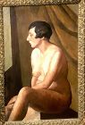 Important French Nude Portrait “Kiki de Montparnasse” 1920s Oil39x27”