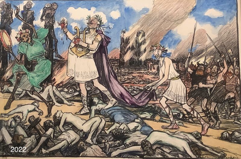 Louis Raemaekers 1869-1956 Dutch Artist ,World War I Mixed Media 16x25