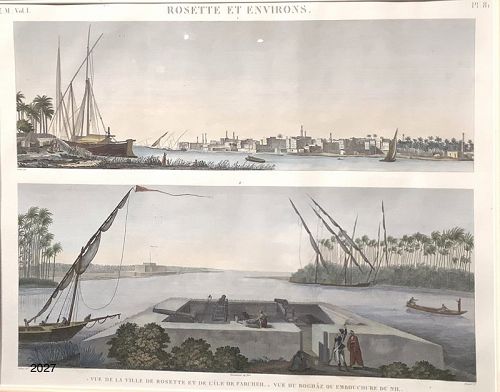 Napoleon campaign of Egypt, lithographic Print 22x27”