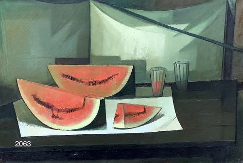 Mexican Master Ernesto Alcantara Still Life Watermelons Oil,36x48”