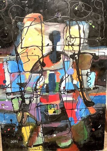 Original Abstract Figurative Painting Signed Mistral 30x20”