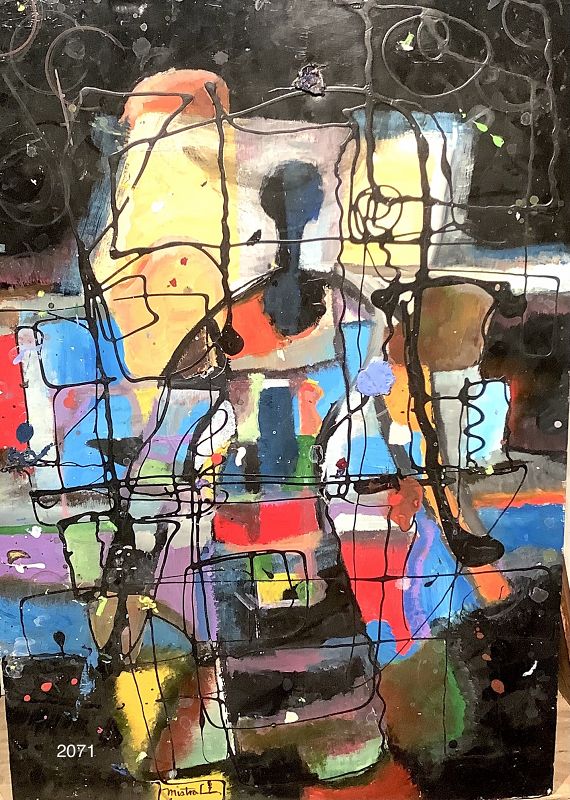 Original Abstract Figurative Painting Signed Mistral 30x20”