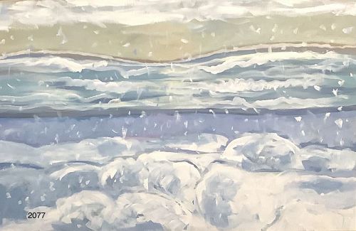American Master Artist Anne Lane “South Hampton Beach in Snow”30x36”