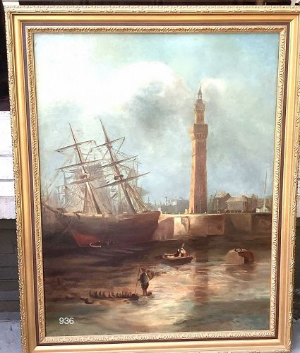 French Artist Alin Almon “Capriccio Scene” Framed oil 46x36”