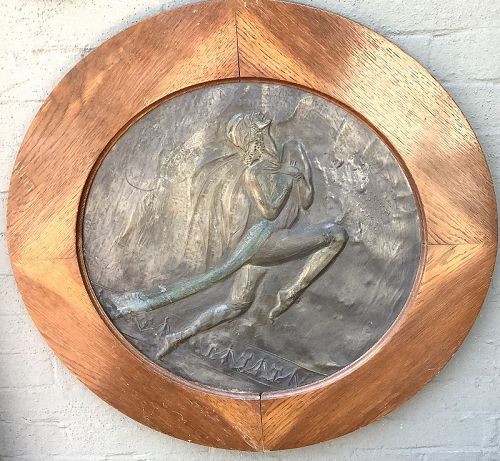 Isadora Duncan Art Nouveau Copper Sculpture Signed 24”