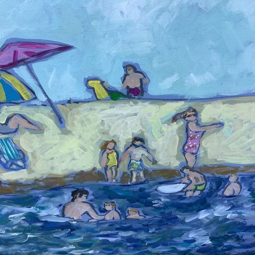 Anne Lane DC Artist “Southampton Beach Fun” Oil 36x48”