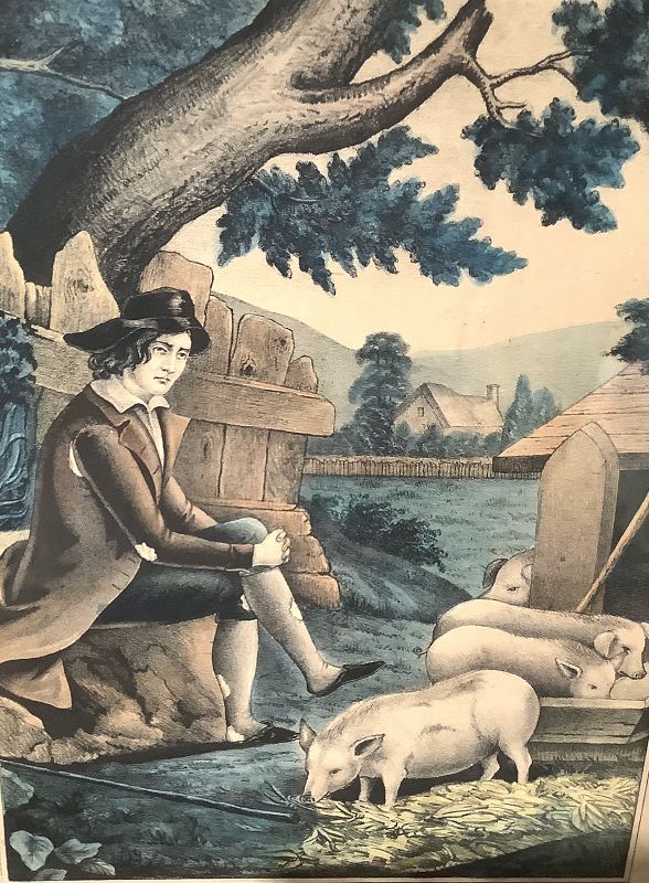 “The Prodigal Son In Misery” Eighteenth Century Print 12x10”