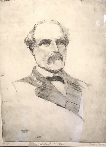 Etching of Robert E Lee by Hopper Emory