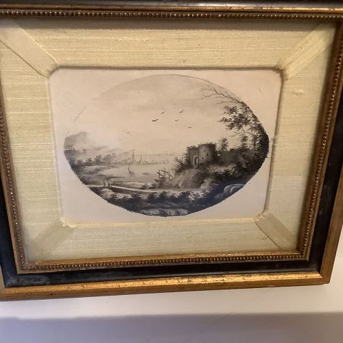 English Eighteenth Century oval Lithograph 7x8”