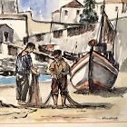 Wanda Pimentel Brazilian Artist Fishermen 17x23”