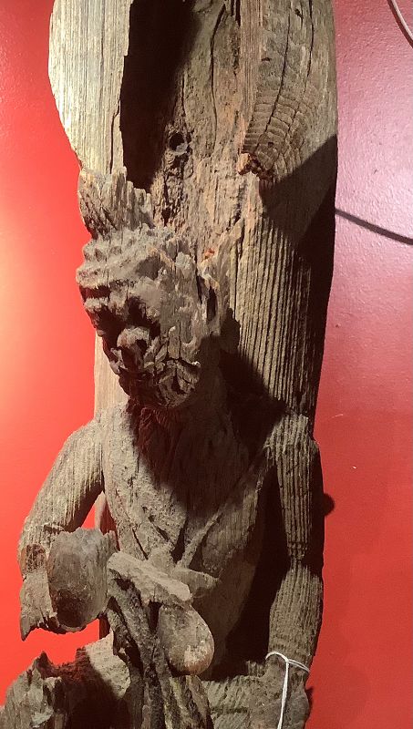 Baci Wood Sculpture Guardian circa 1940 35” tall