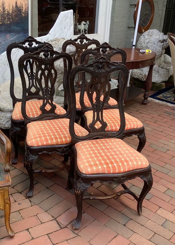 Portuguese Rococo Dinning Chairs set of 8 early 19th century