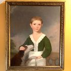 English Regency Era “Boy With His Dog”Oil Circa 1790-1820 Oil33x28”
